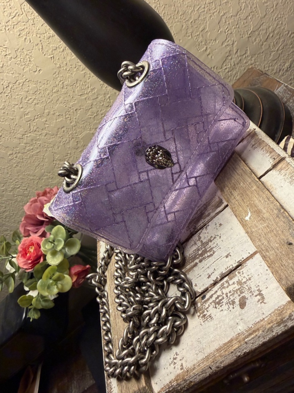 Lilac Quilted Chain Shoulder Bag - Lavender Women’s Handbag